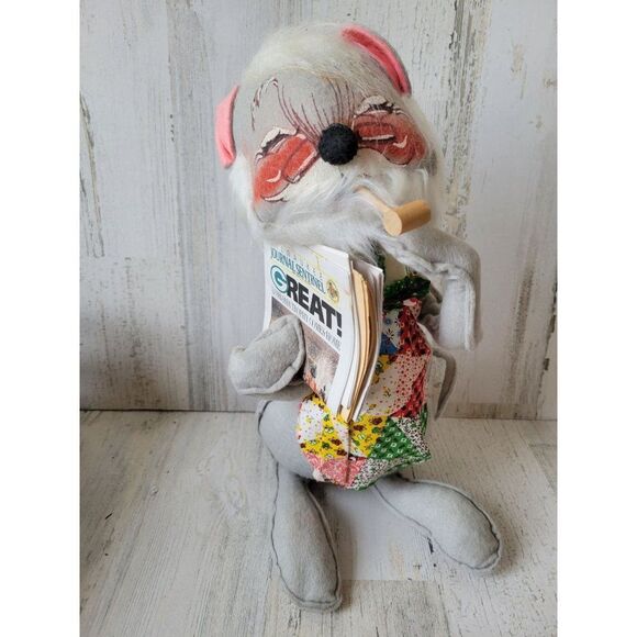 Annalee 1971 mouse large Grandpa newspaper pipe vintage - Picture 1 of 8